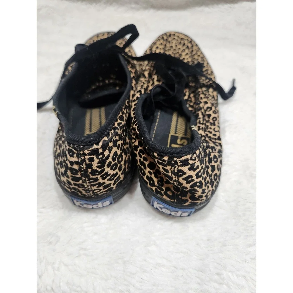 Keds Women's Leopard Print Sneakers Size 8 Black Velvet Laces Animal Pattern